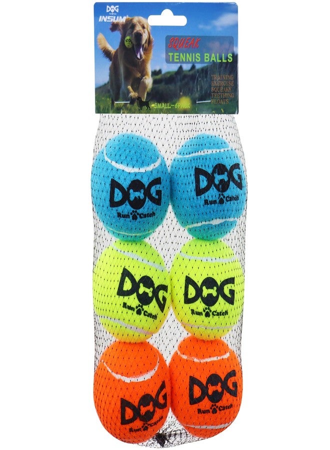 INSUM Small Tennis Balls for Dogs, 2.0'' - 6 Pack - Squeaky Dog Balls for Small Breed, Interactive Fetch & Chew Toys, Perfect for Outdoor & Indoor Play - Image 1